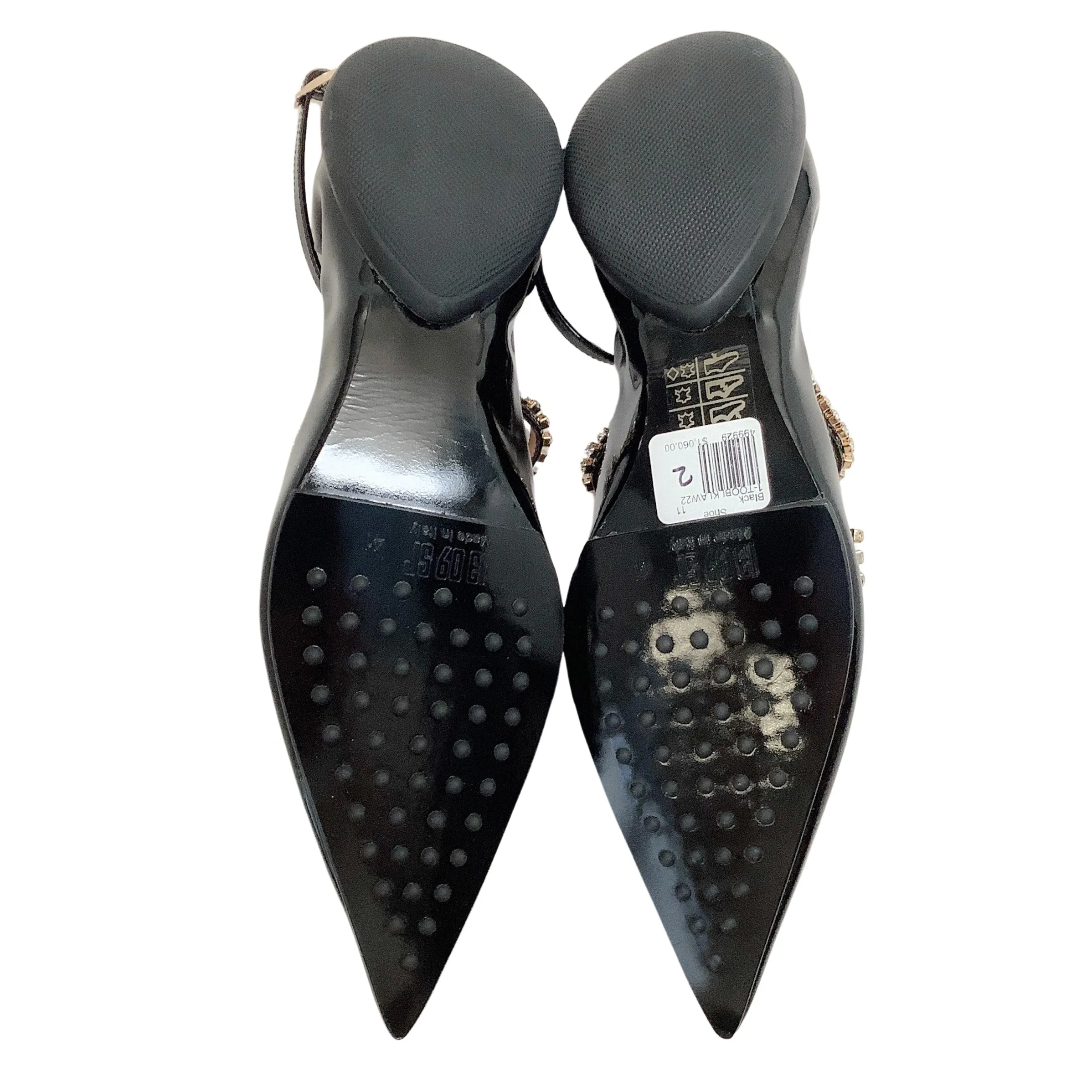 13 09 SR Black Patent Embellished Tootsy Ballet Flats