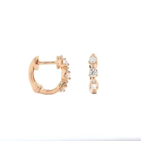 14K Rose Gold Diamond Huggie Earrings