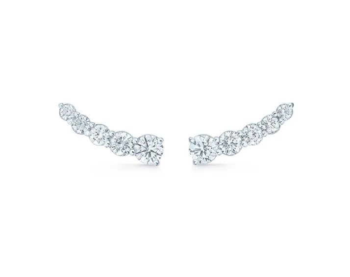 18K WHITE GOLD VINE DIAMOND EAR CLIMBERS