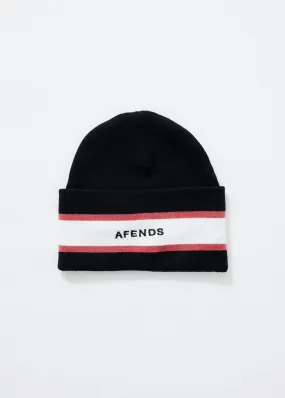 AFENDS Unisex Campbell  - Recycled Stripe Beanie - Black