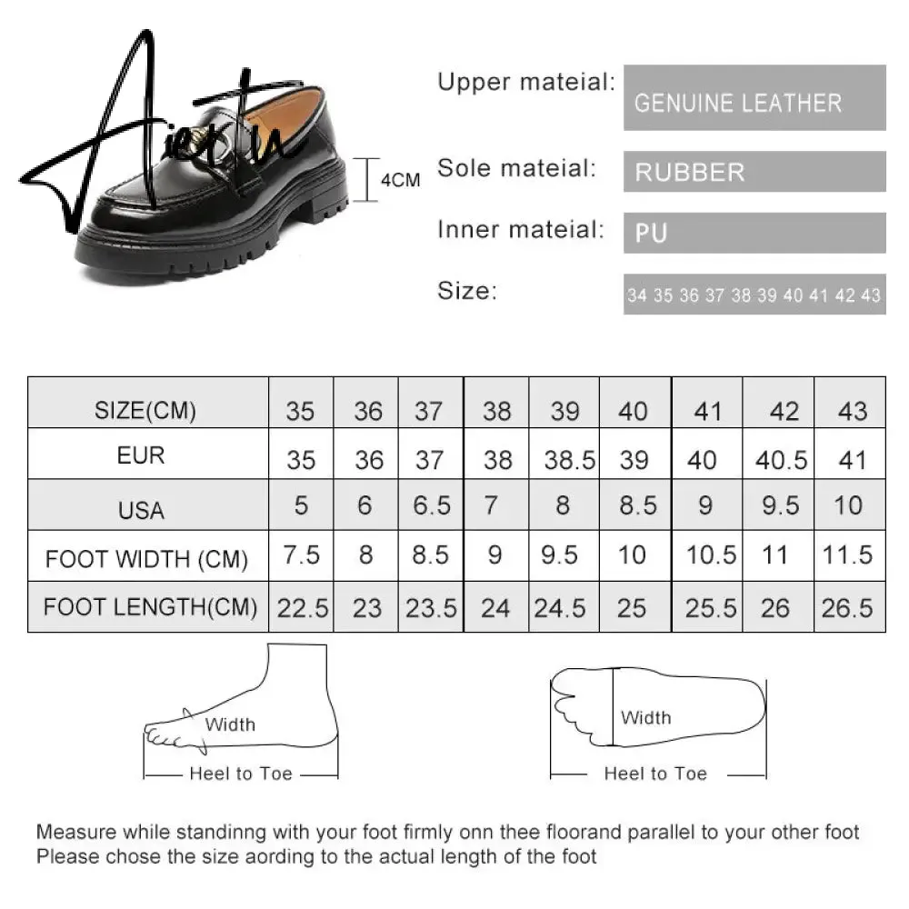 Aiertu Female Penny Shoes Spring  New Genuine Leather Ladies Lazy Shoes Student Platform Slip-On Loafers For Women