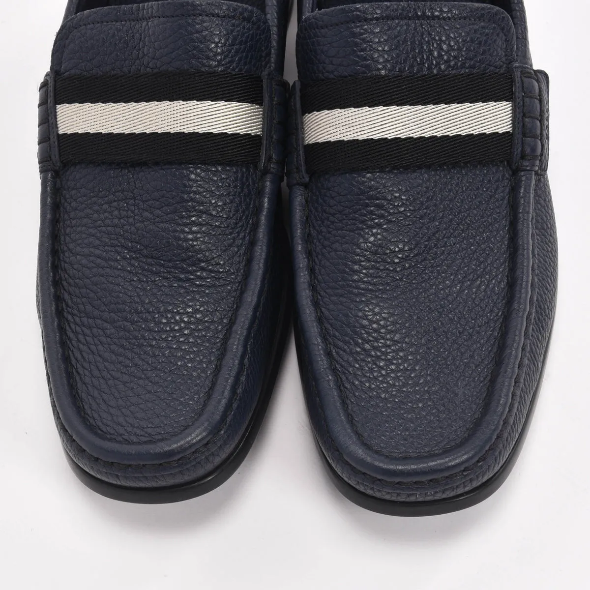 Bally Navy Grained Calfskin Tesly Loafers 8