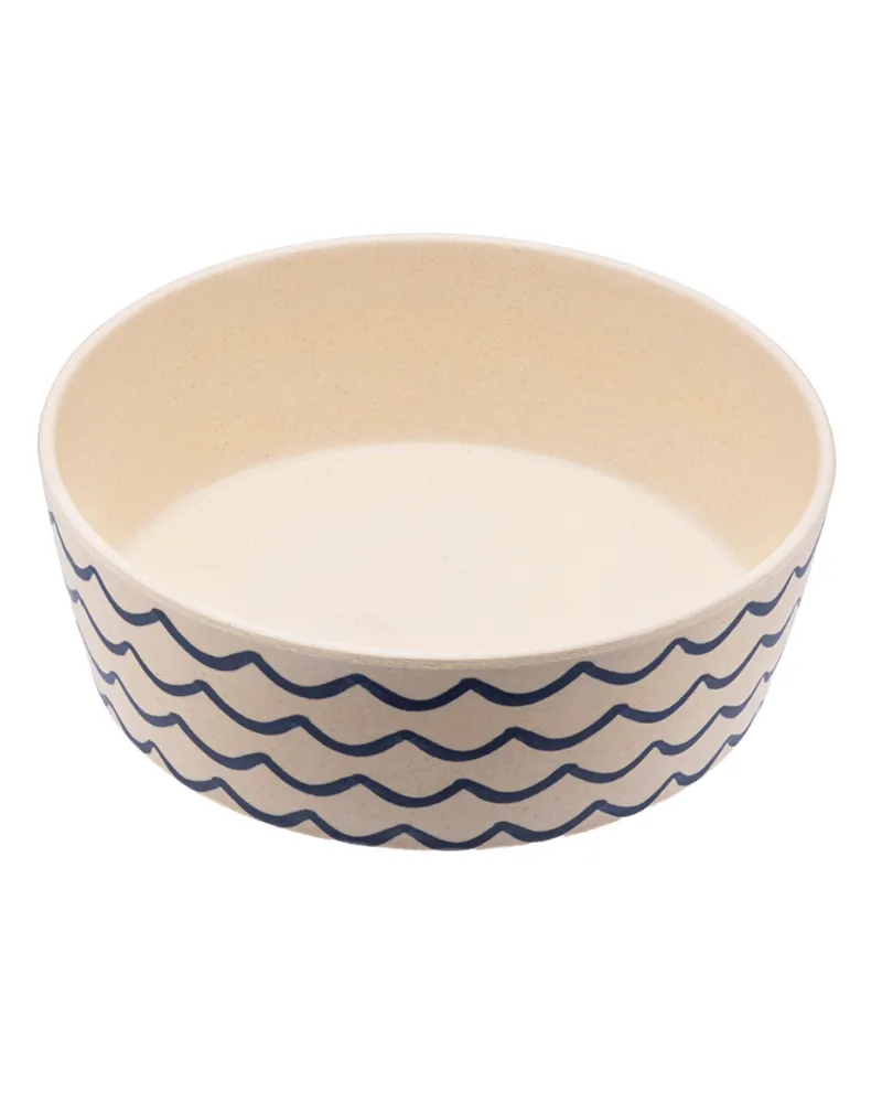 Bamboo Pet Bowl in Ocean Waves