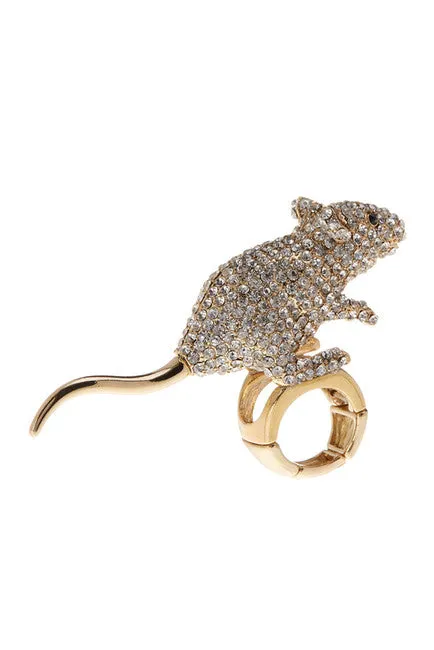 BETSEY JOHNSON Pave Crystal Stretch Mouse Ring