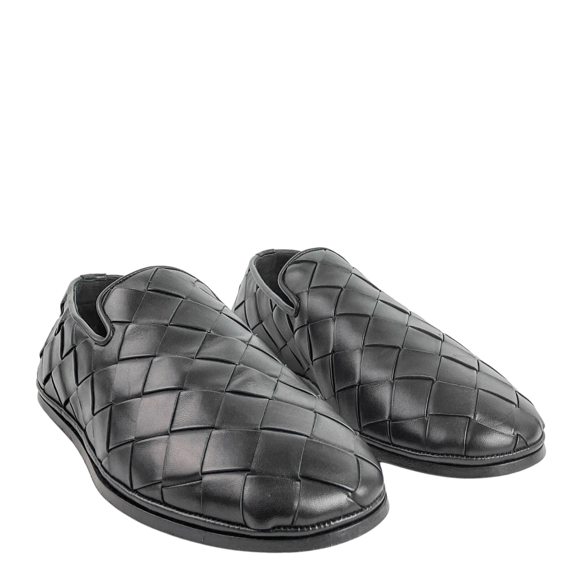 Bottega Veneta Sawyer Woven Slip on Loafers in Black