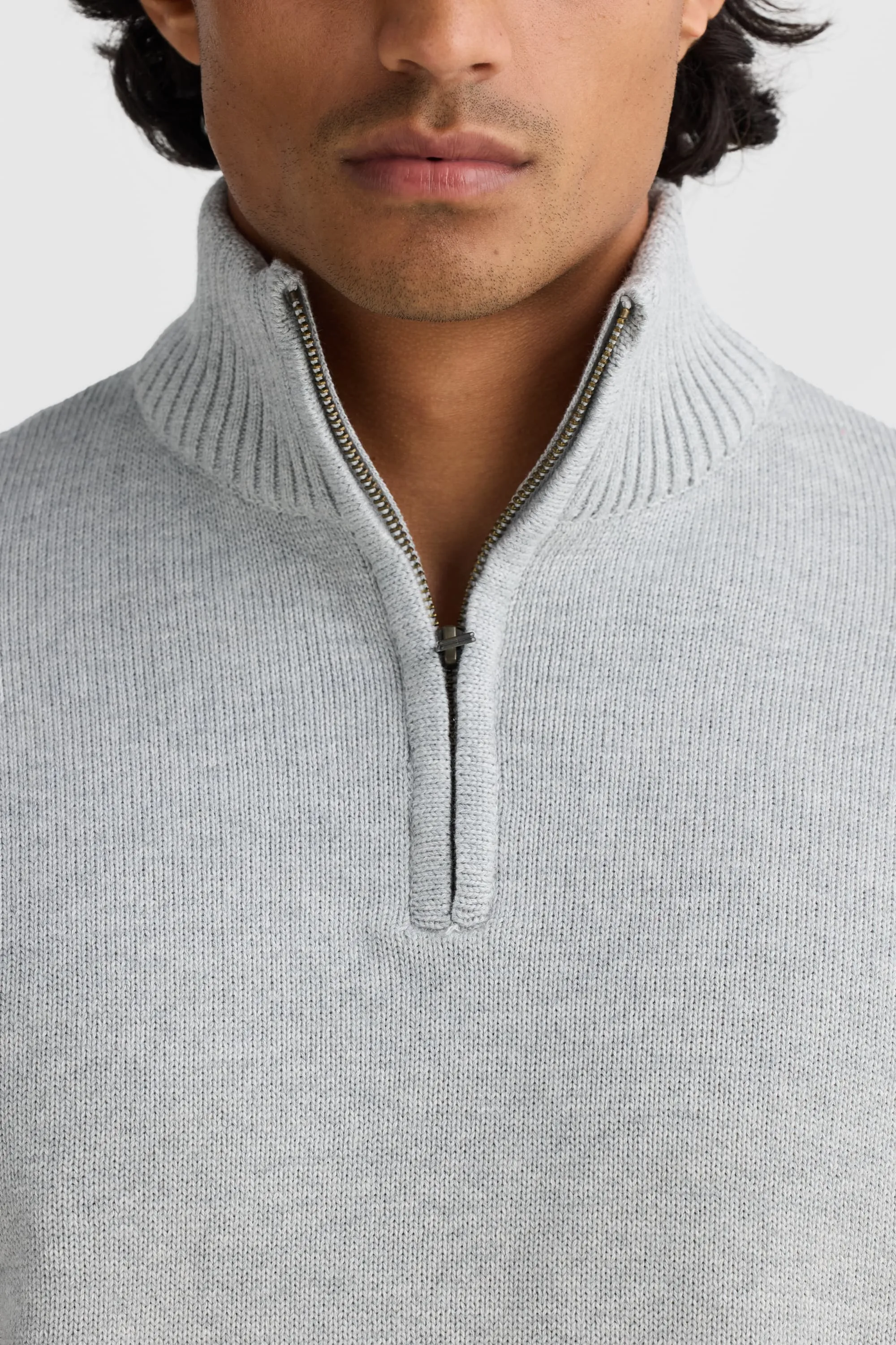 Campbell Knit Quarter Zip Grey Marle