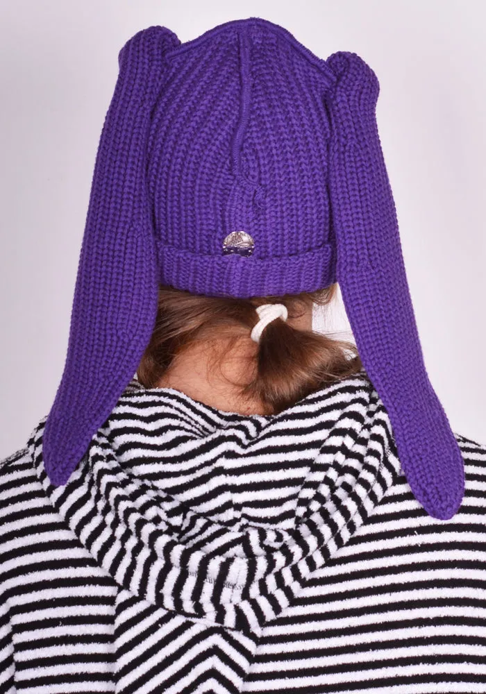 CHARLES JEFFREY LOVERBOY 43130501 UNISEX KNITTED CHUNKY RABBIT BEANIE PURPLE