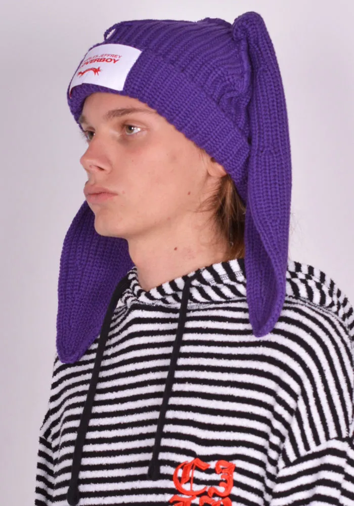 CHARLES JEFFREY LOVERBOY 43130501 UNISEX KNITTED CHUNKY RABBIT BEANIE PURPLE