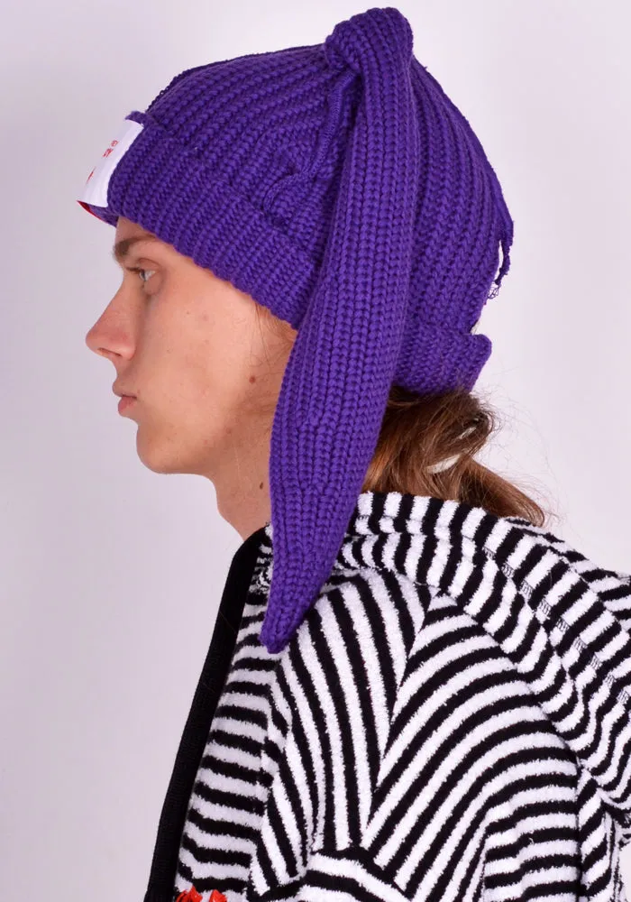 CHARLES JEFFREY LOVERBOY 43130501 UNISEX KNITTED CHUNKY RABBIT BEANIE PURPLE