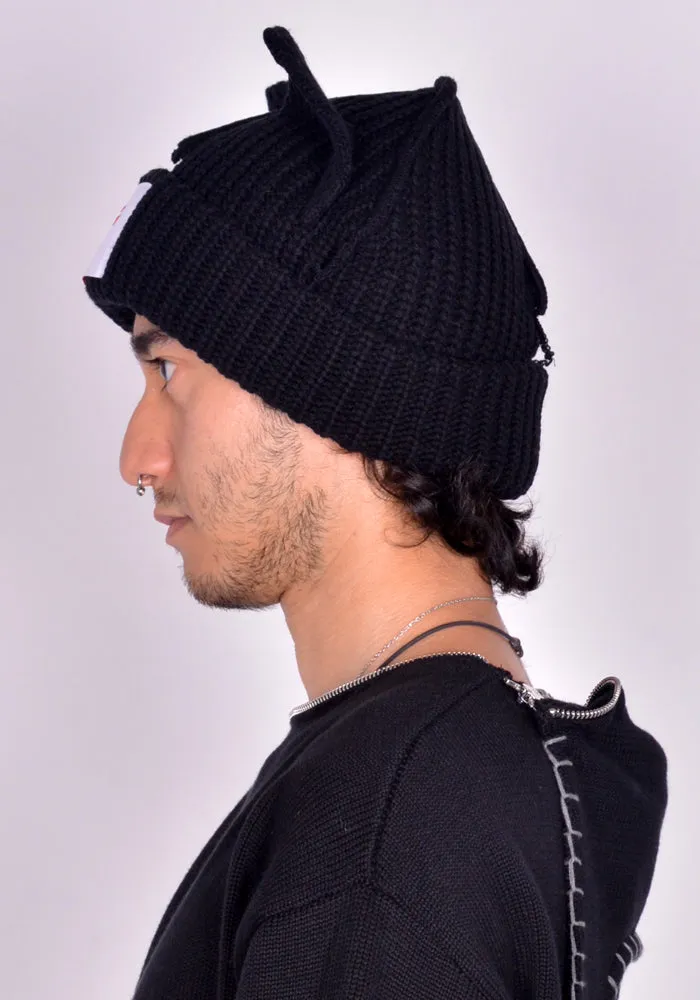 CHARLES JEFFREY LOVERBOY UNISEX 31130401 KNITTED CHUNKY EARS BEANIE BLACK (New season FW24)