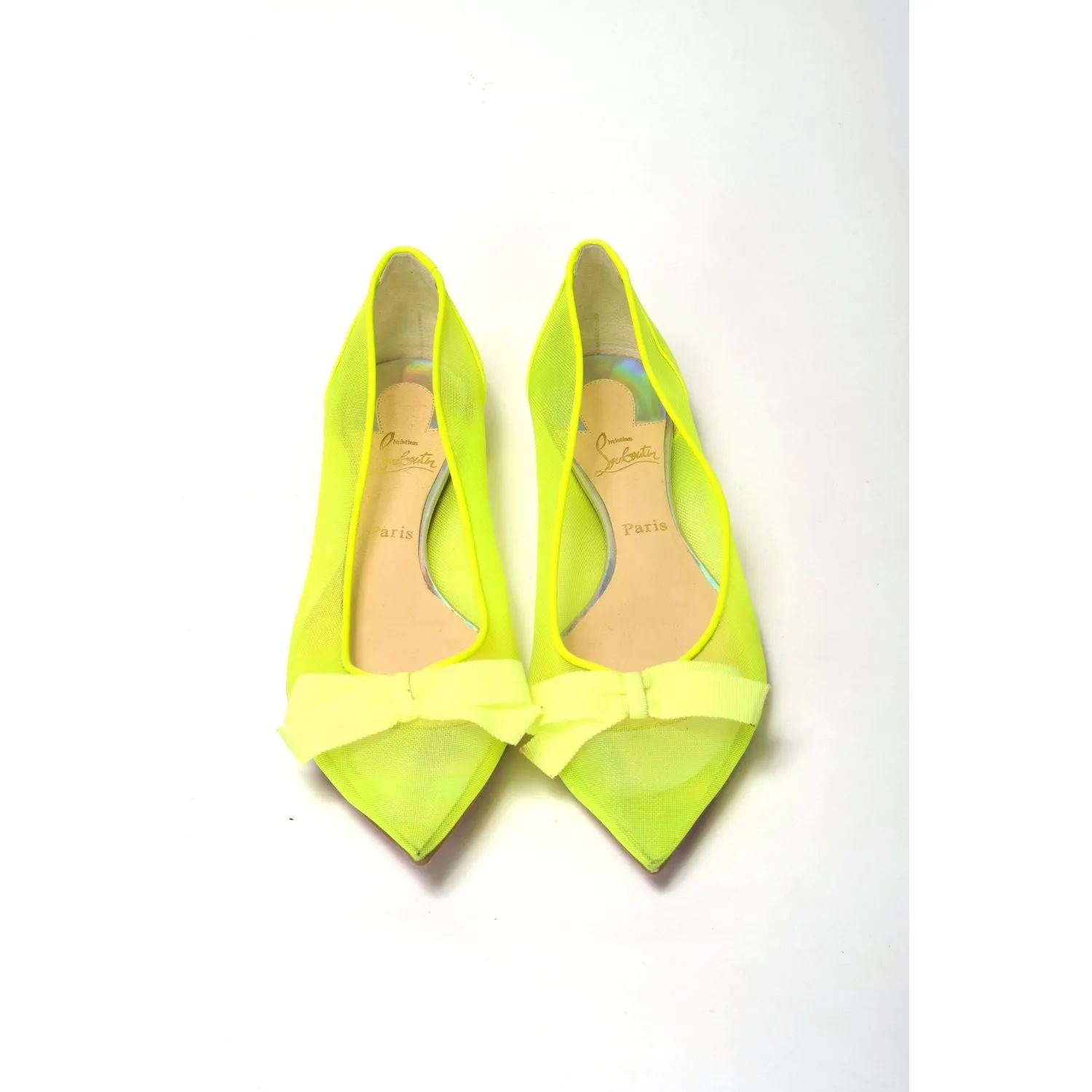 Christian Louboutin Fluro Yellow Flat Point Toe Shoe