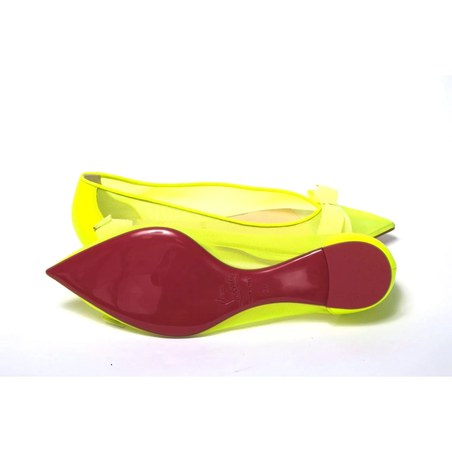 Christian Louboutin Fluro Yellow Flat Point Toe Shoe