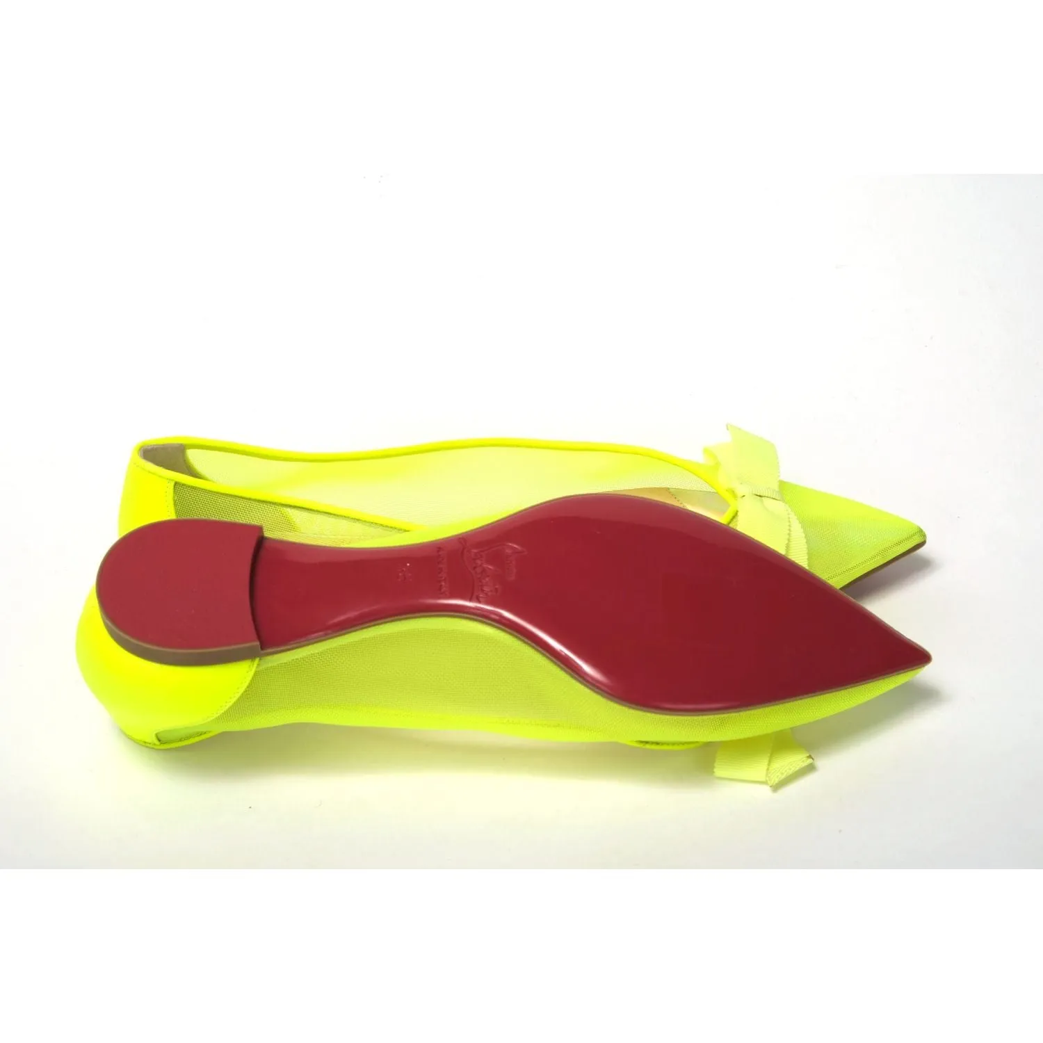 Christian Louboutin Fluro Yellow Flat Point Toe Shoe