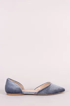 City Classified Velvet Pointy Toe Dorsay Flat