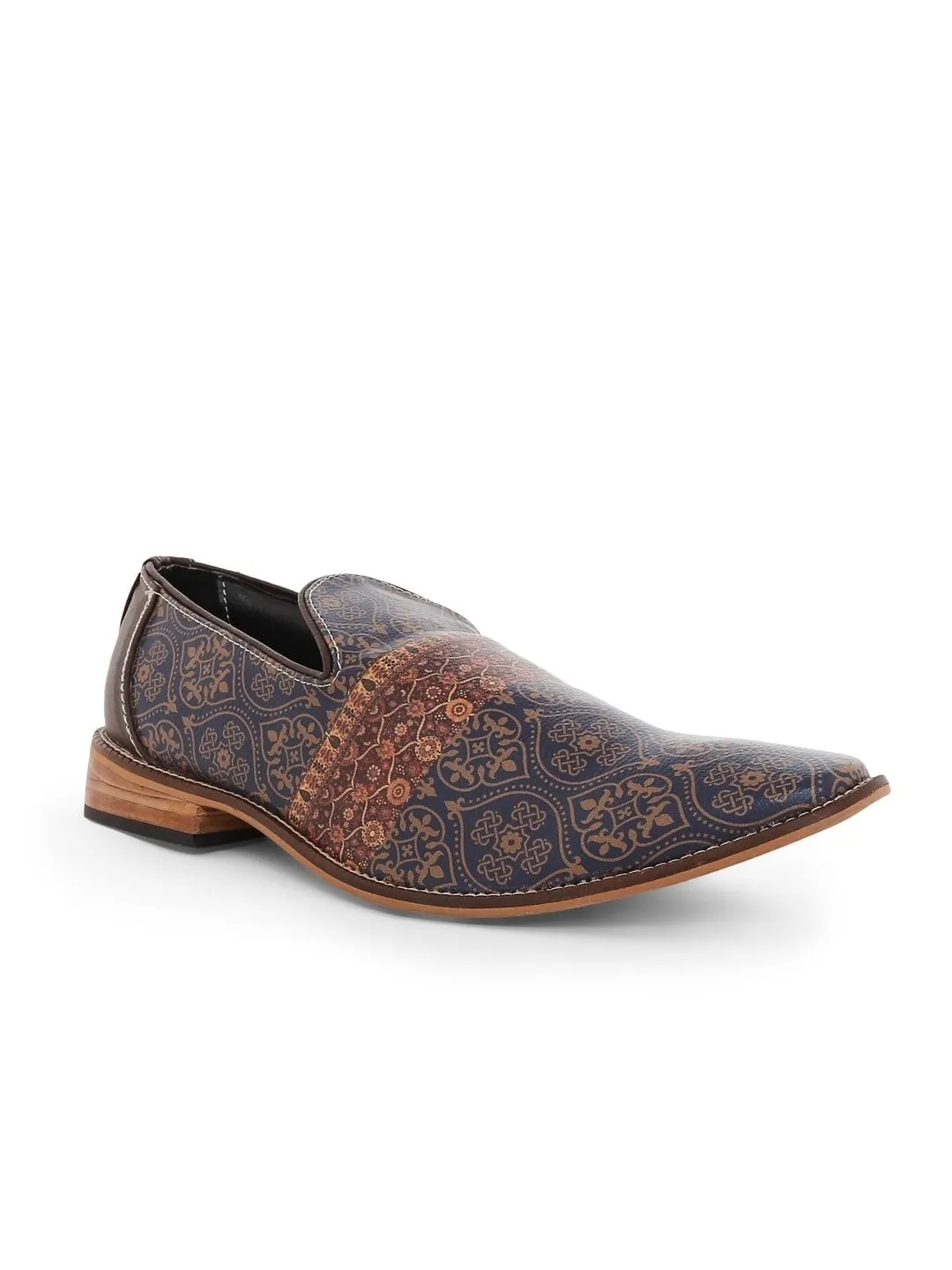 Dark Blue Mughal Art Designer Loafers