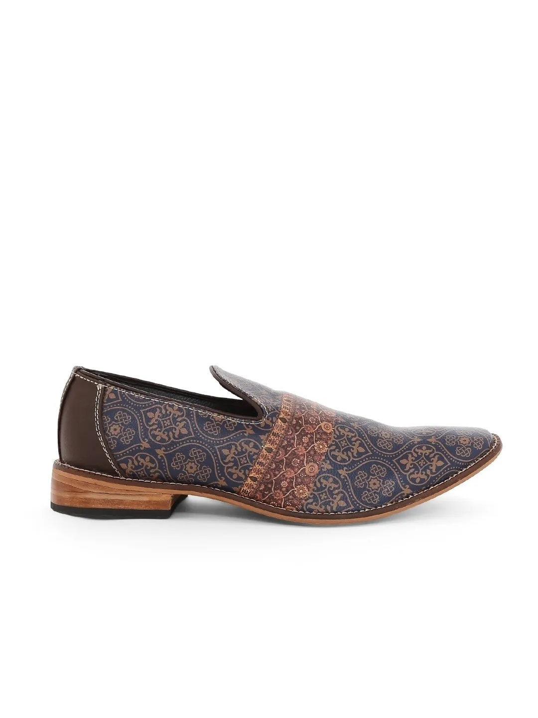 Dark Blue Mughal Art Designer Loafers