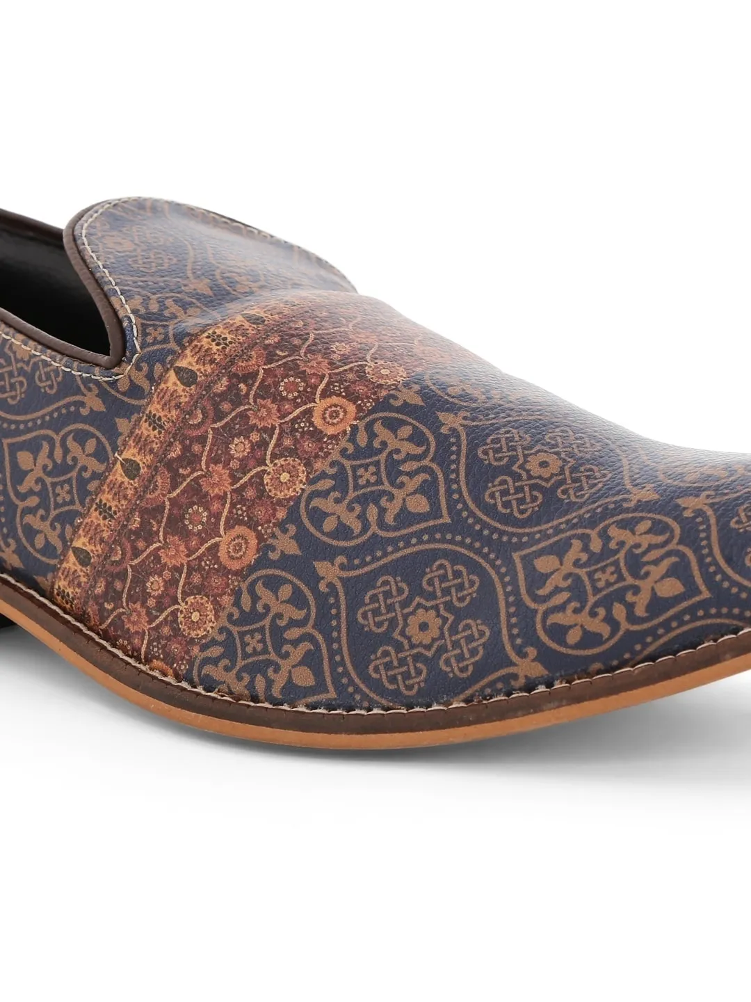 Dark Blue Mughal Art Designer Loafers