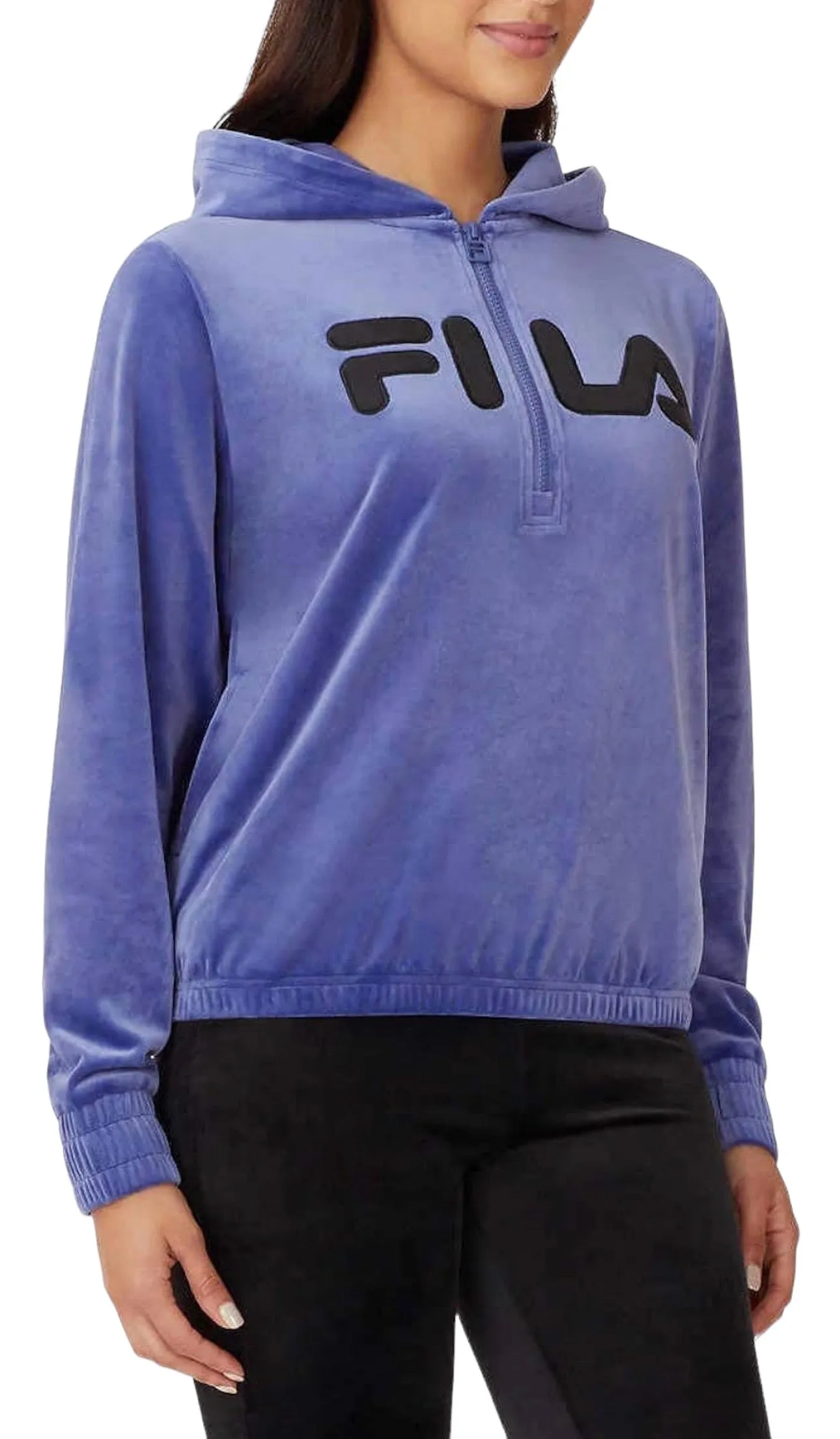 Fila Womens Velour Quarter Zip Hoodie Marlin Small