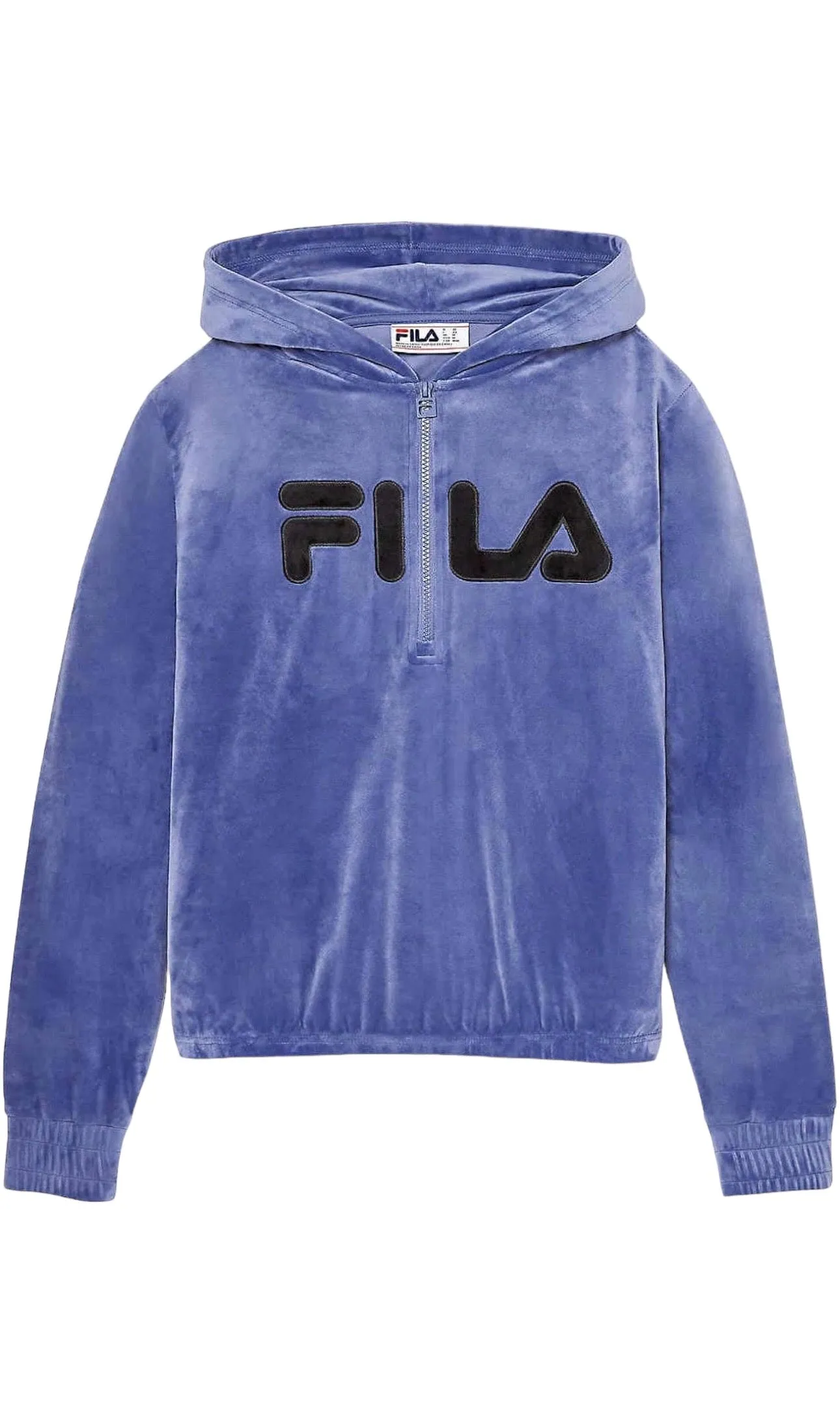 Fila Womens Velour Quarter Zip Hoodie Marlin Small