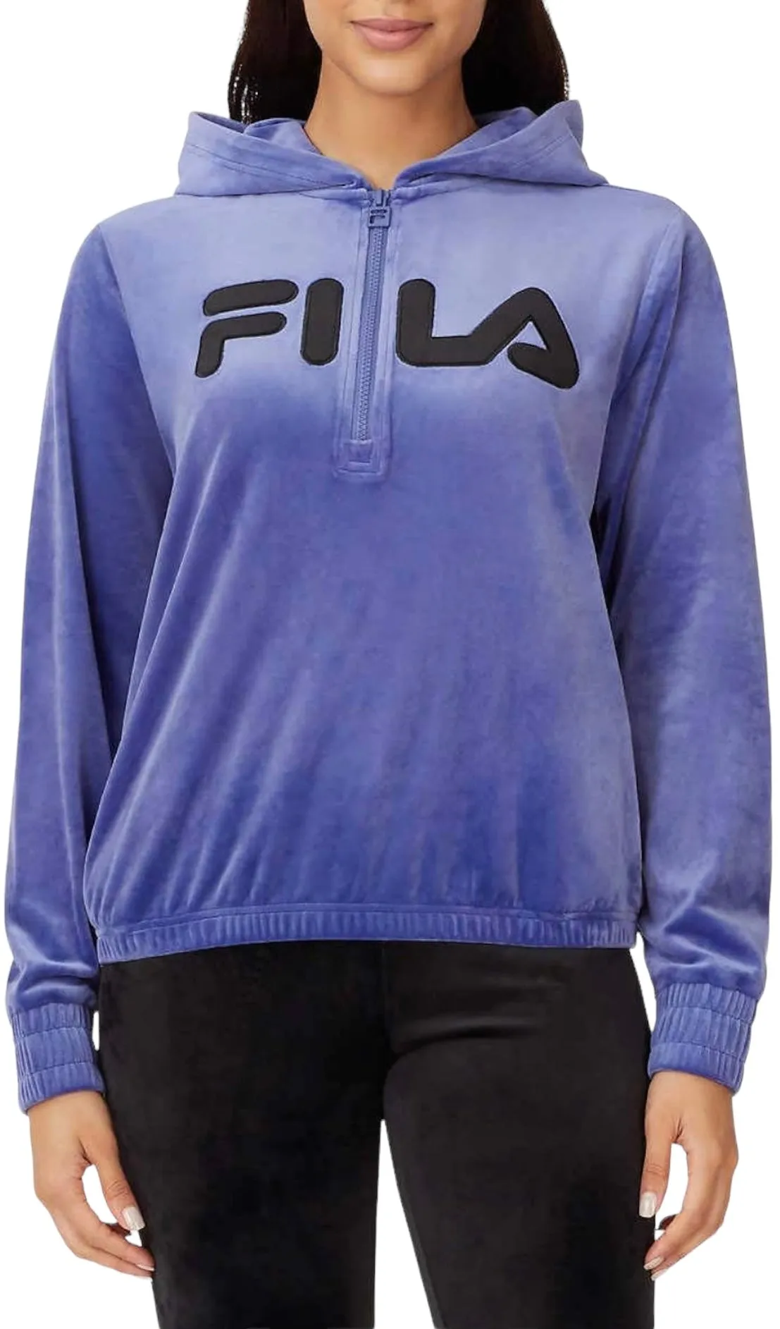 Fila Womens Velour Quarter Zip Hoodie Marlin Small