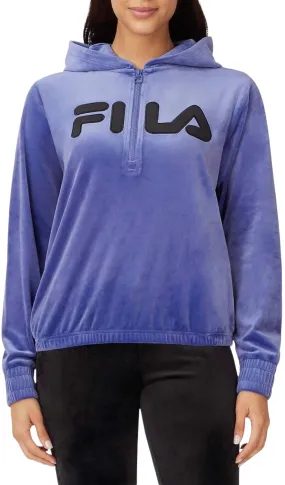 Fila Womens Velour Quarter Zip Hoodie Marlin Small