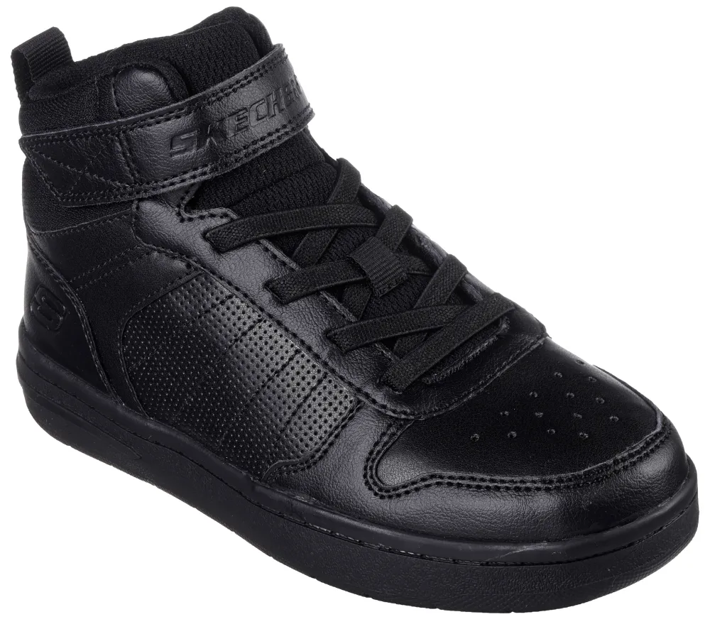 Ghete sport, copii, SKECHERS SMOOTH STREET VORREZ 405633L-BBK negru, piele ecologica