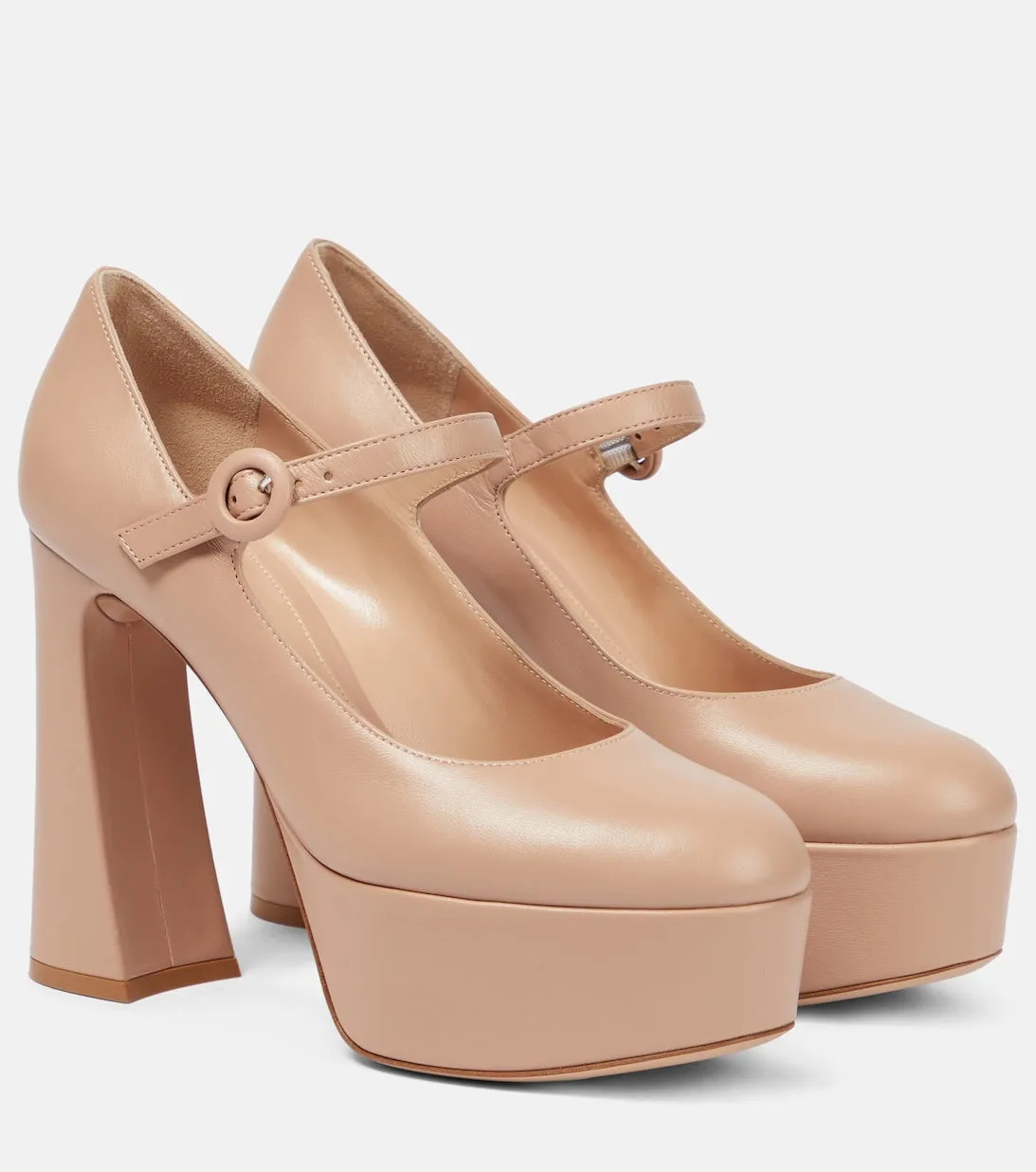 Gianvito Rossi leather Mary Jane shoes, beige