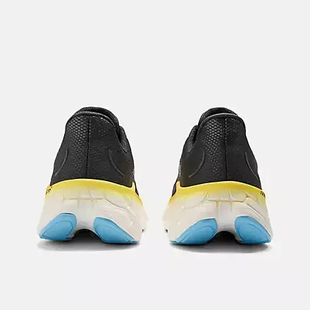 Mens New Balance Fresh Foam X More V4 Running Shoes in Black/Coastal Blue and Ginger Lemon