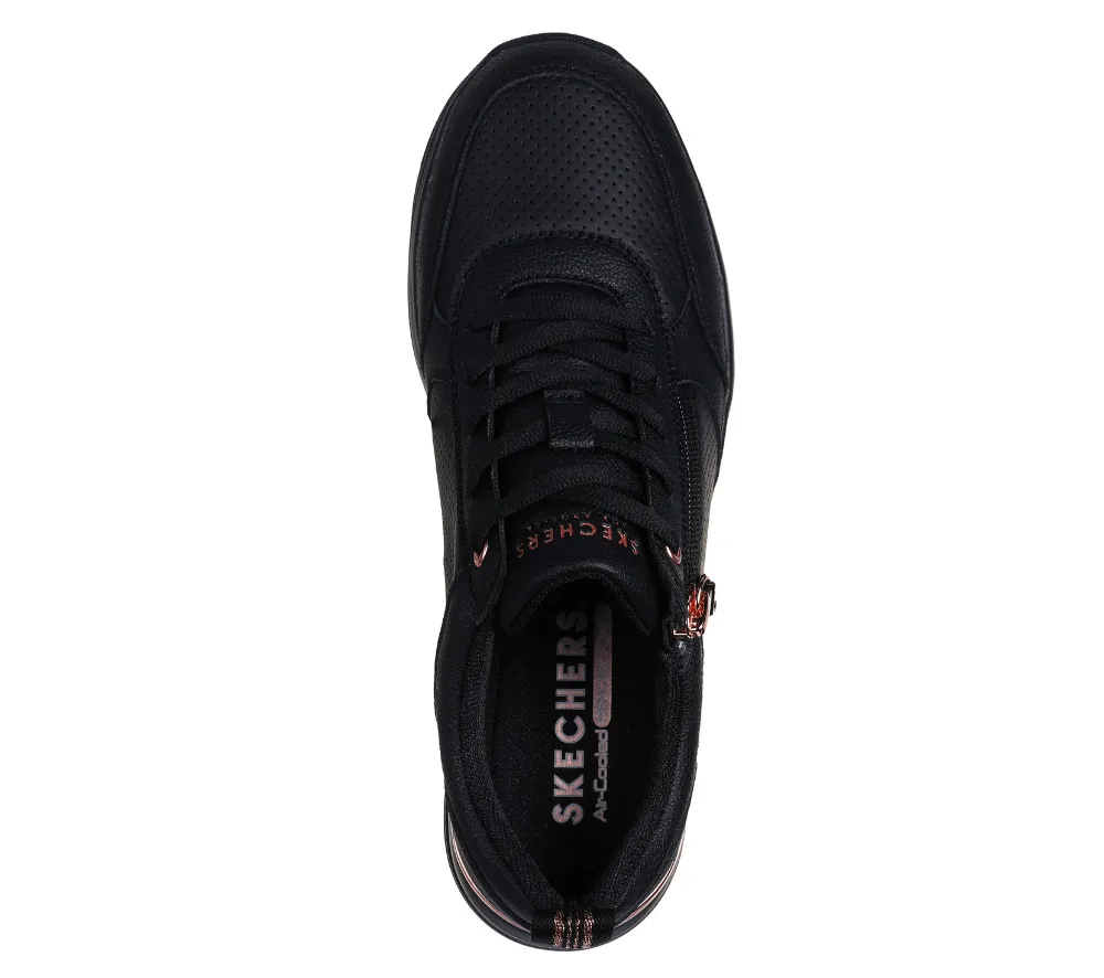 Pantofi sport, dama, SKECHERS BILLION 2 SIDE LINES, 177336-BBK negru, piele ecologica