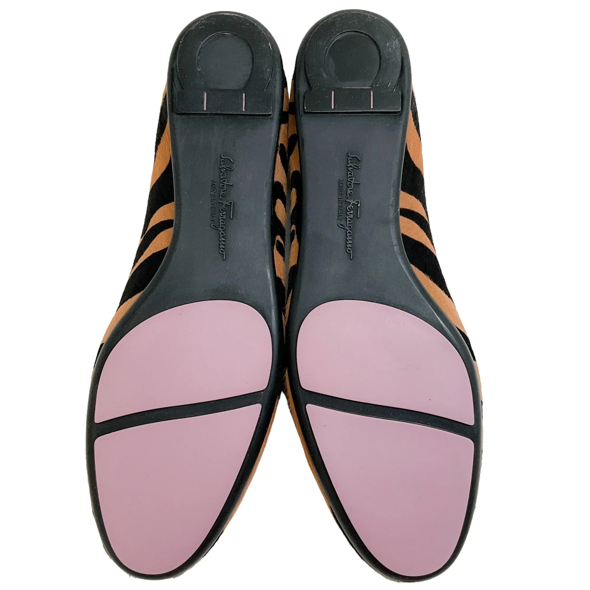 Salvatore Ferragamo Zebra Print Pony Hair Flats