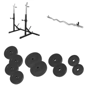 Squat Rack with 47.5KG Vinyl EZ Curl Weight Set