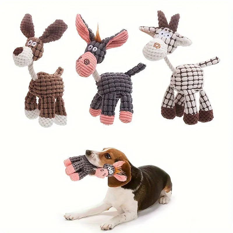 Squeaky Dog Toys - Doggy, Donkey & Giraffe