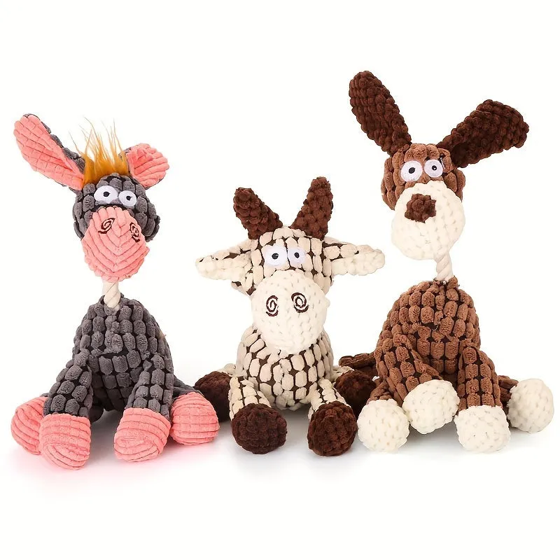 Squeaky Dog Toys - Doggy, Donkey & Giraffe