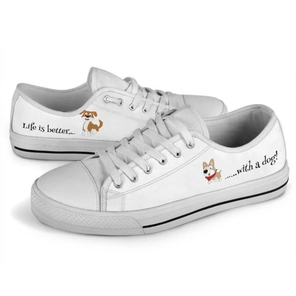 Stylish Dog Low Top Shoes Walk With Canine Charm, Dog Printed Shoes, Canvas Shoes For Men, Women