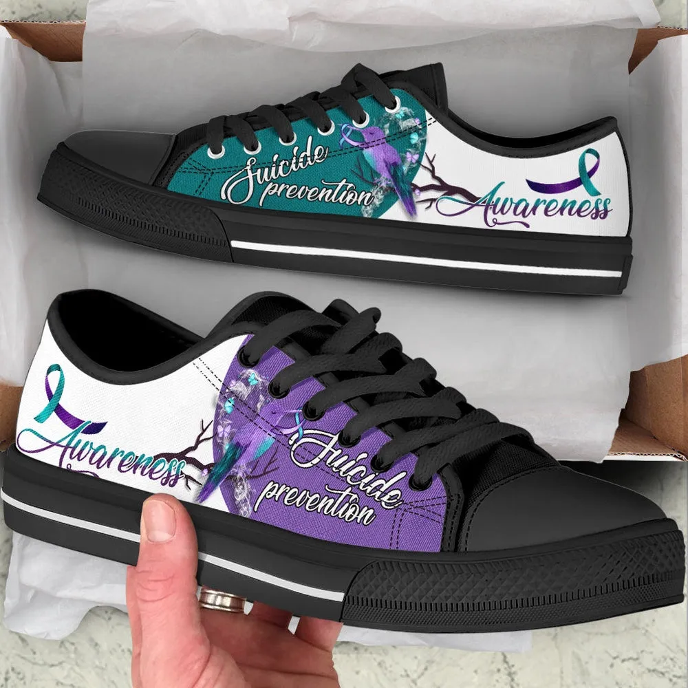 Suicide Prevention Shoes Hummingbird Low Top Shoes , Low Top Sneaker, Low Top Canvas Shoes