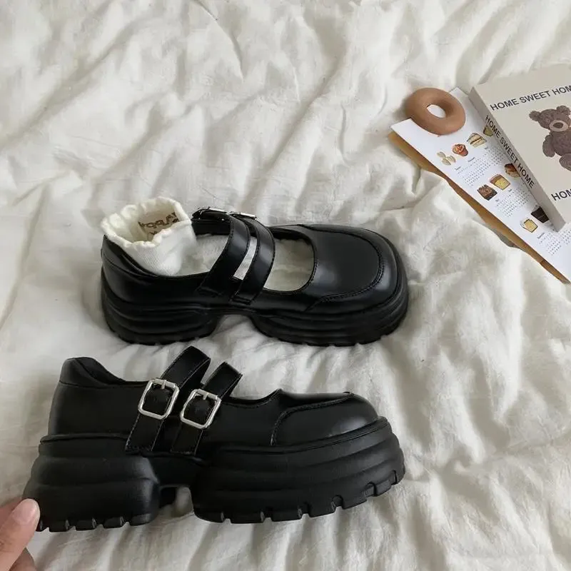 TAVIMART  -  NEW Fashion Mary Jane Shoes Female Spring Retro New Thick-soled British Style Loafers Leather Student Shoes Women