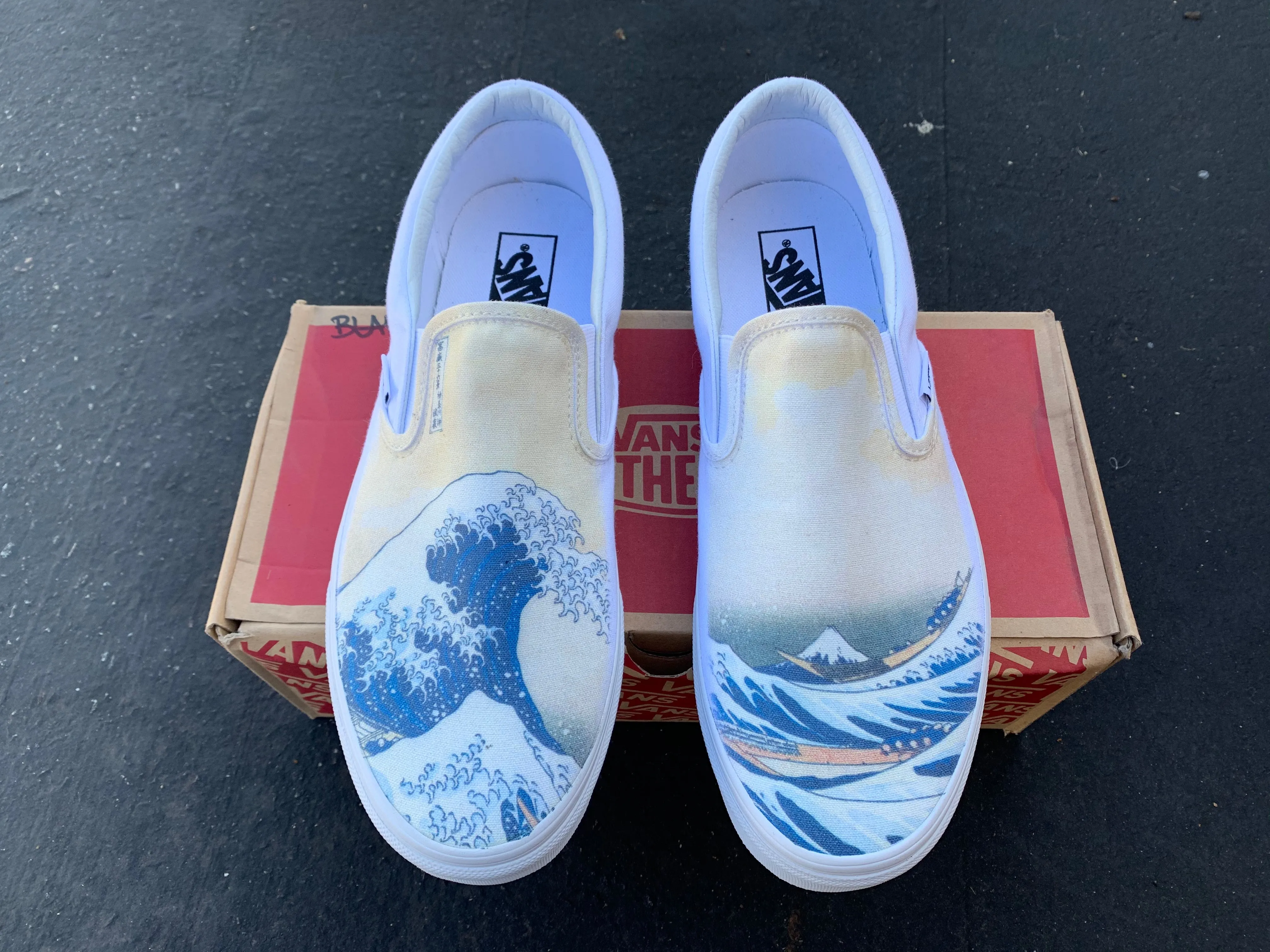 The Great Wave Off Kanagawa Custom White Slip Ons