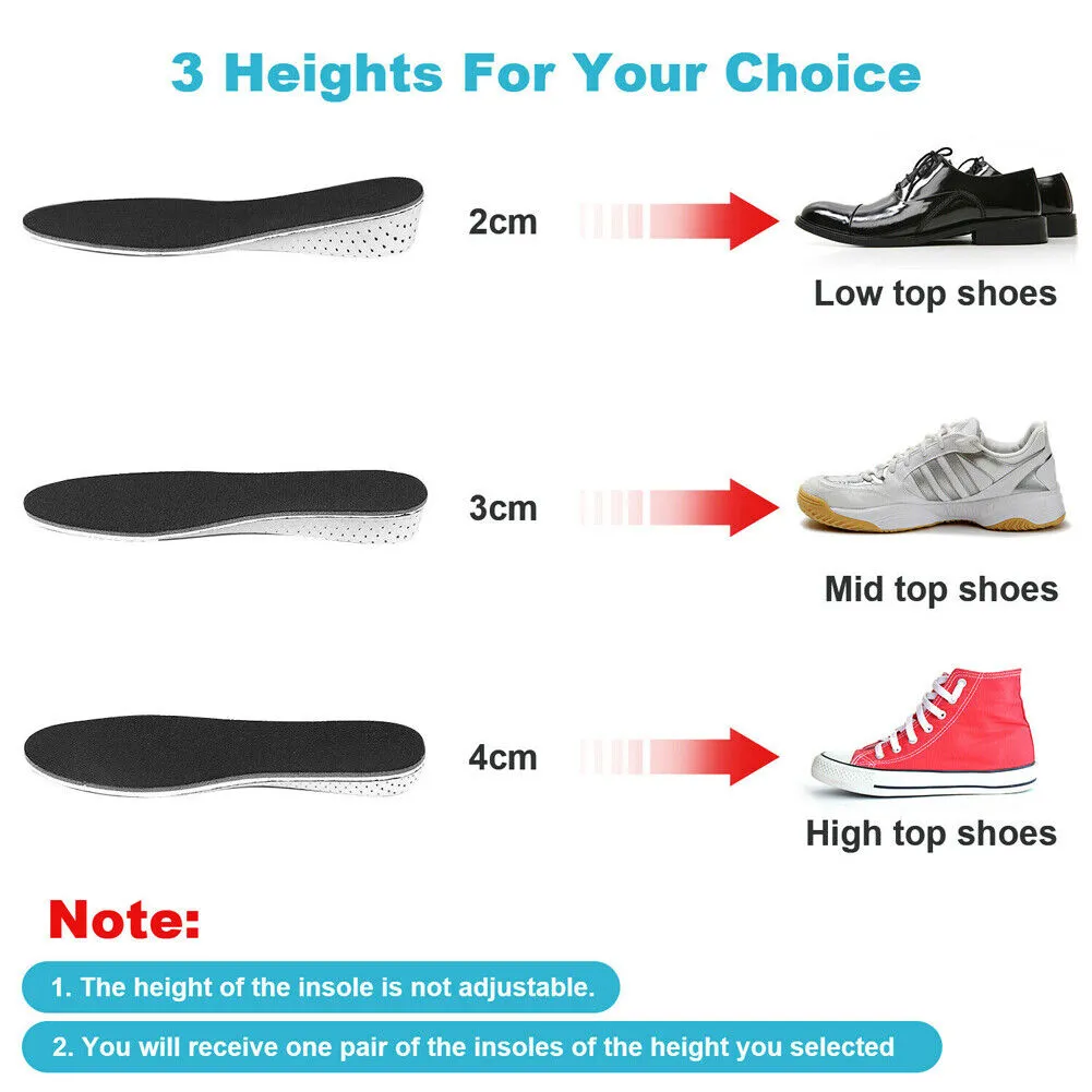 US 2-4 Paris Memory Foam Air Cushion Invisible Height Increase Insole Pad Taller