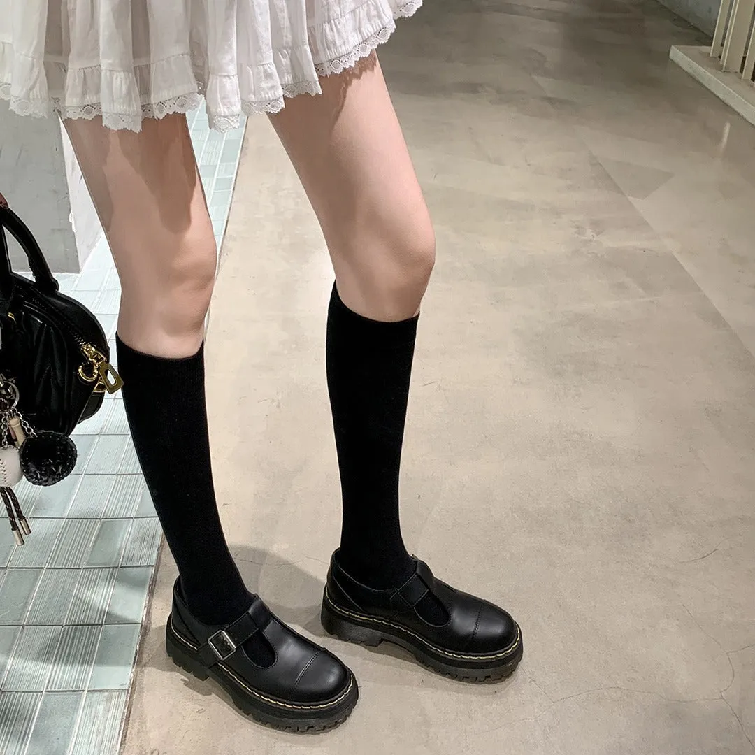 Wenkouban fall outfits idea mary jane shoes outfit skirts Single-Layer Shoes Women's Small Leather Shoes