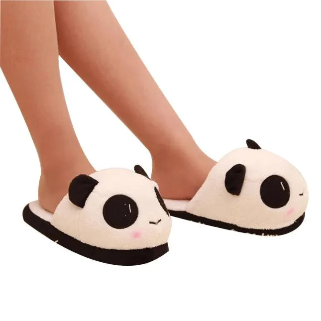 Women Panda Winter Warm Plush Antiskid Indoor Home Slippers