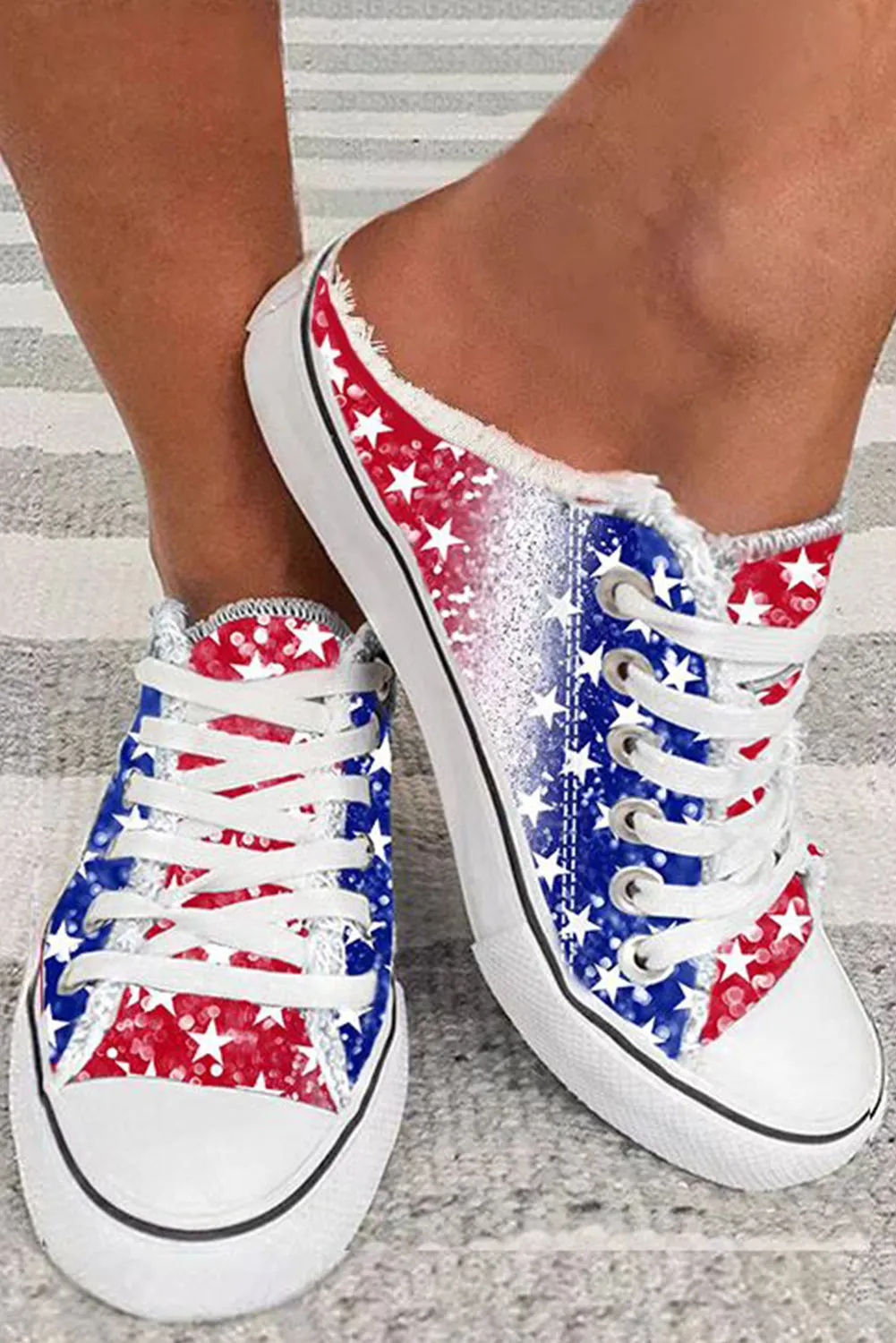 Women's American Flag Print Slip on Canvas Shoes