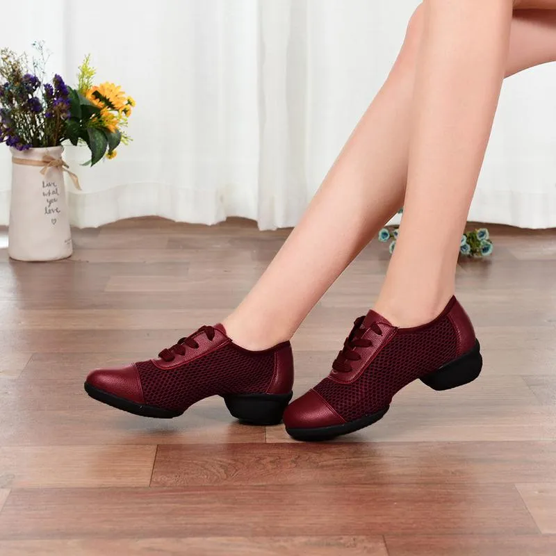 Women's Leatherette 1.5inch Heels Jazz With Lace-up Dance Shoes