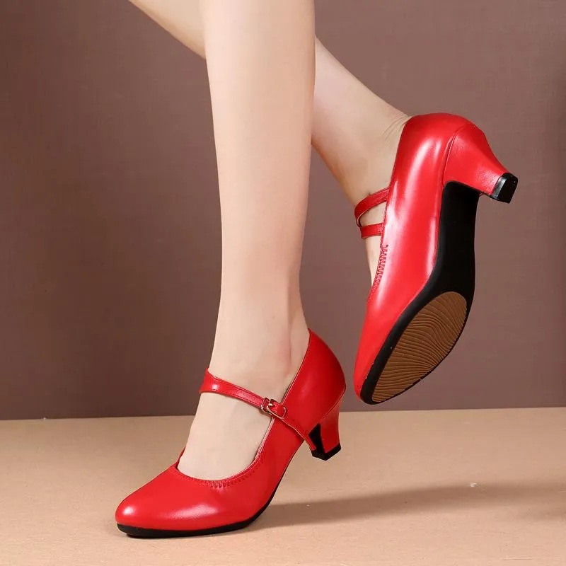 Women's Leatherette 5cm Heels With Buckle Character Shoes