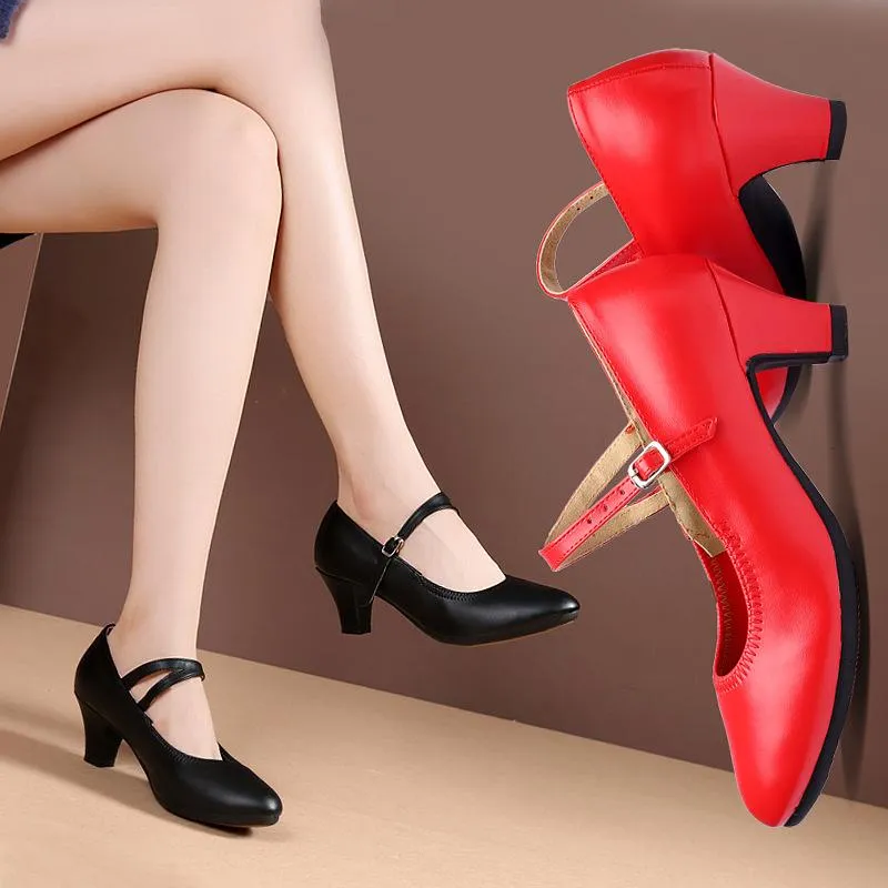 Women's Leatherette 5cm Heels With Buckle Character Shoes