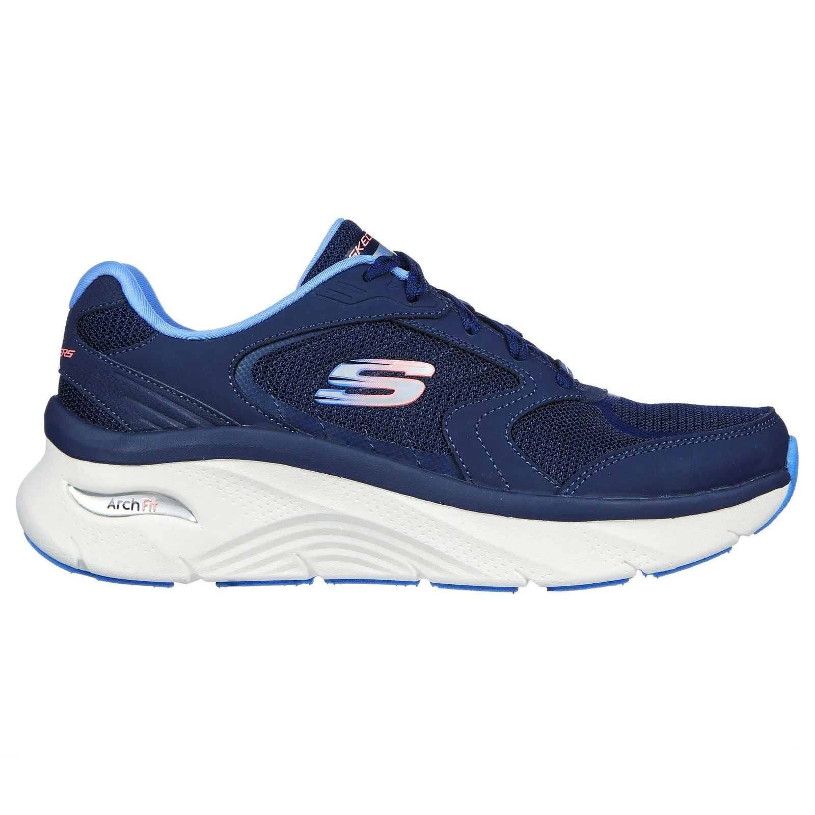 Women's Wide Fit Skechers 149686 Arch Fit D'Lux Sneakers - Navy/Blue