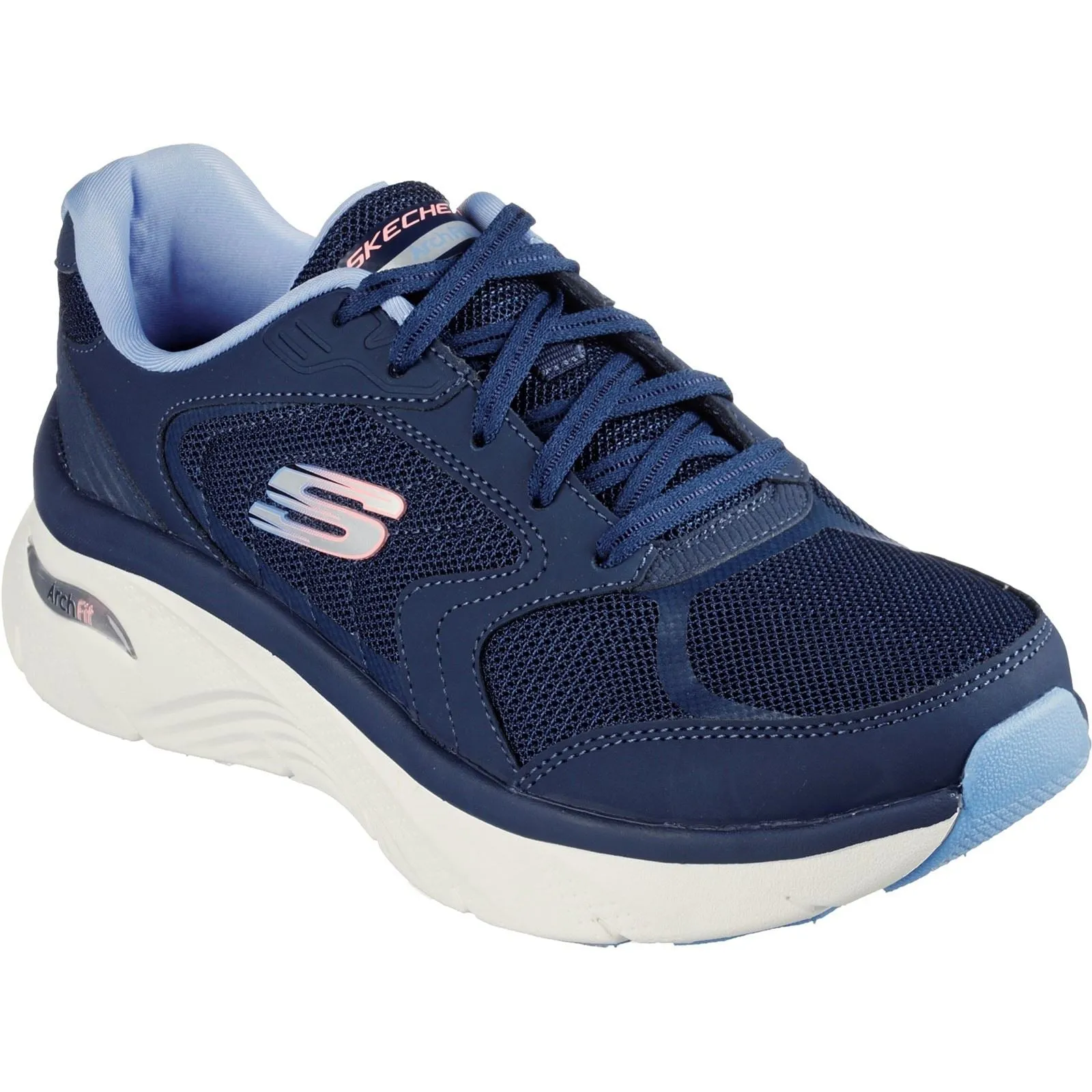 Women's Wide Fit Skechers 149686 Arch Fit D'Lux Sneakers - Navy/Blue